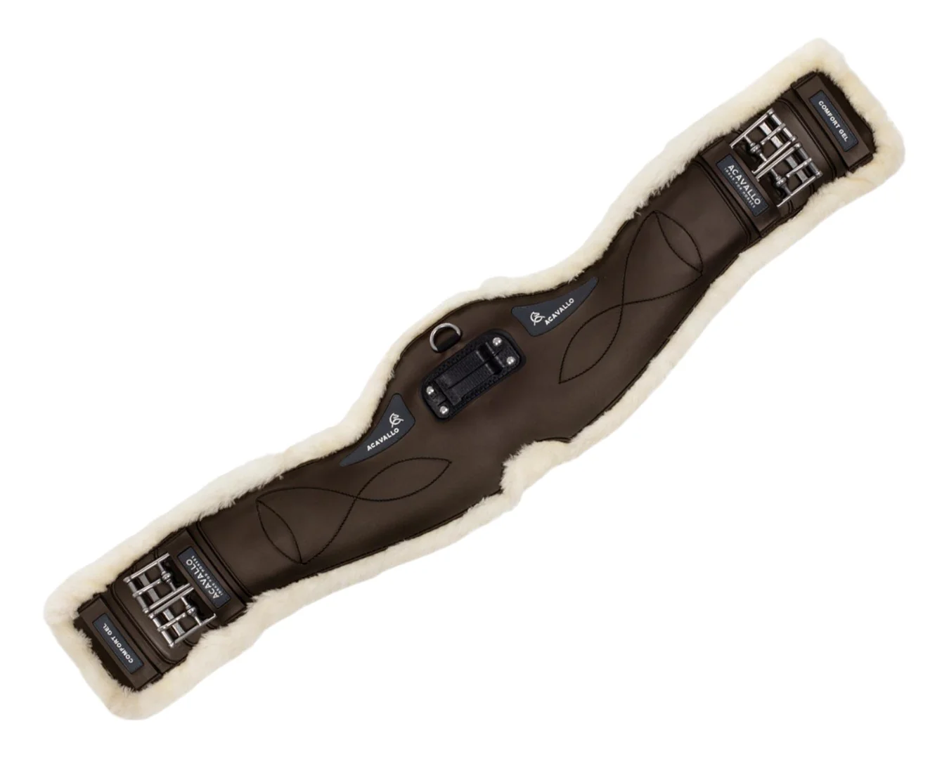 Acavallo Gel & PVC Short Dressage Girth With Eco-Wool Lining - Brown