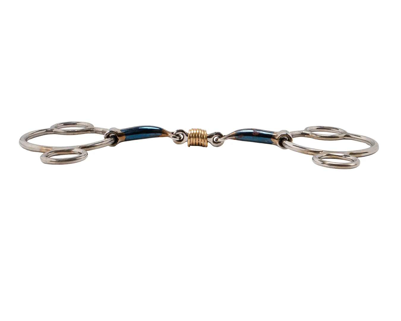 Blue Alloy Dutch Gag w/Three Rings w/Roller - Image 3