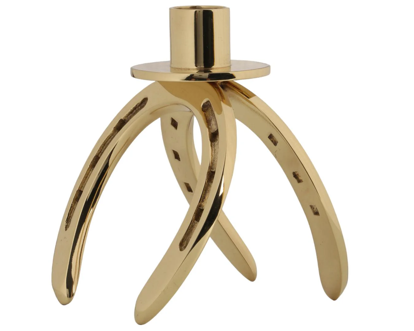 Brass Horseshoe Vertical Candle Holder - Image 2