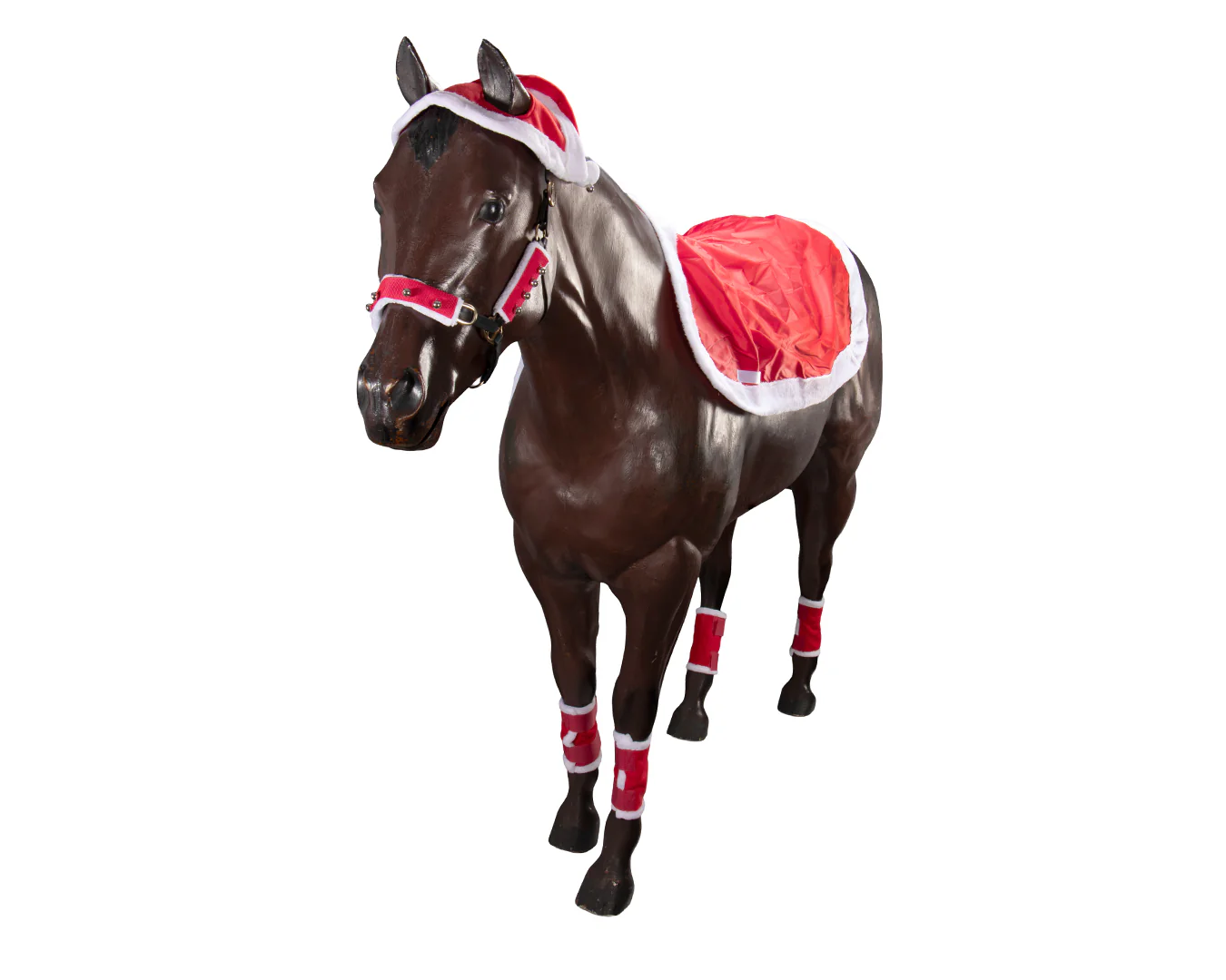 STC Christmas Horse Riding Set - Santa Hat, Quarter Sheet, Leg Wraps, 3 Piece Bridle Set - Image 4