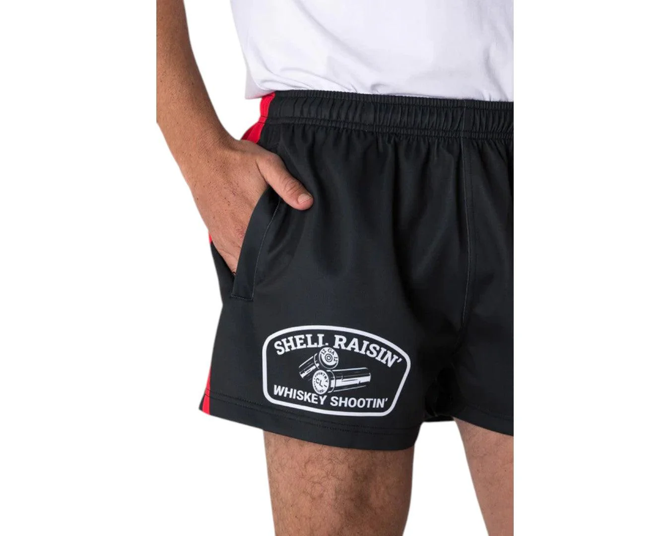 Country Labelled Footy Shorts - Shell Raisin' Whiskey Shootin' - Image 5