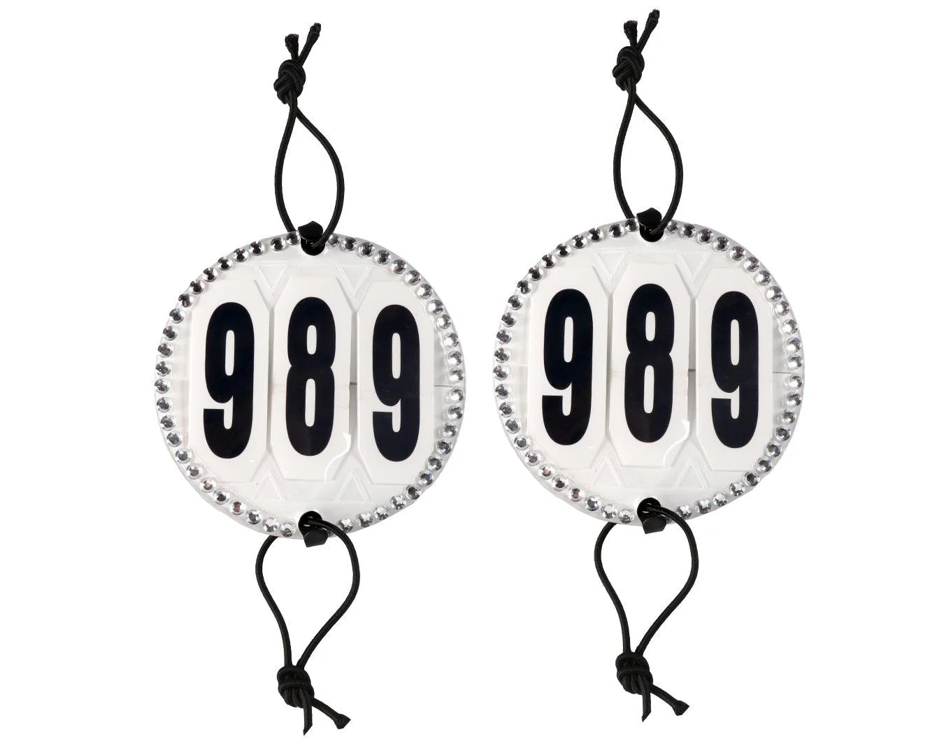 Crystal Three Number Holder w/Elastic Ties & Numbers