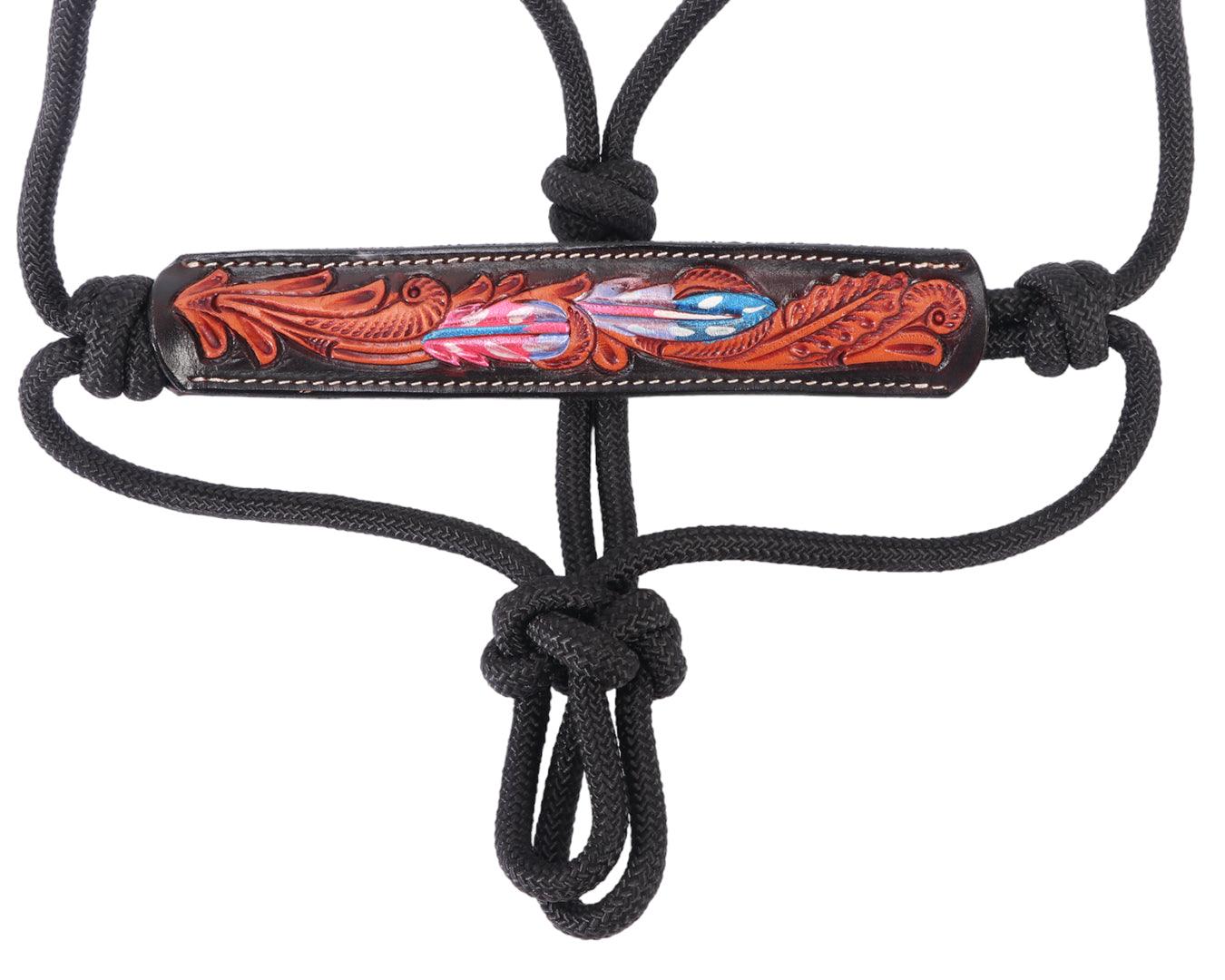 Fort Worth Rope Halter Leather Nose - Pink Apache - Image 2