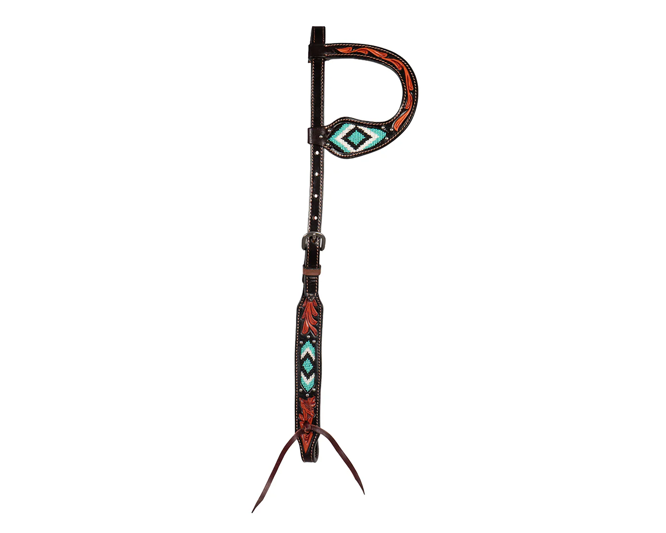 Fort Worth Turquoise Beaded One-Ear Headstall - Image 2
