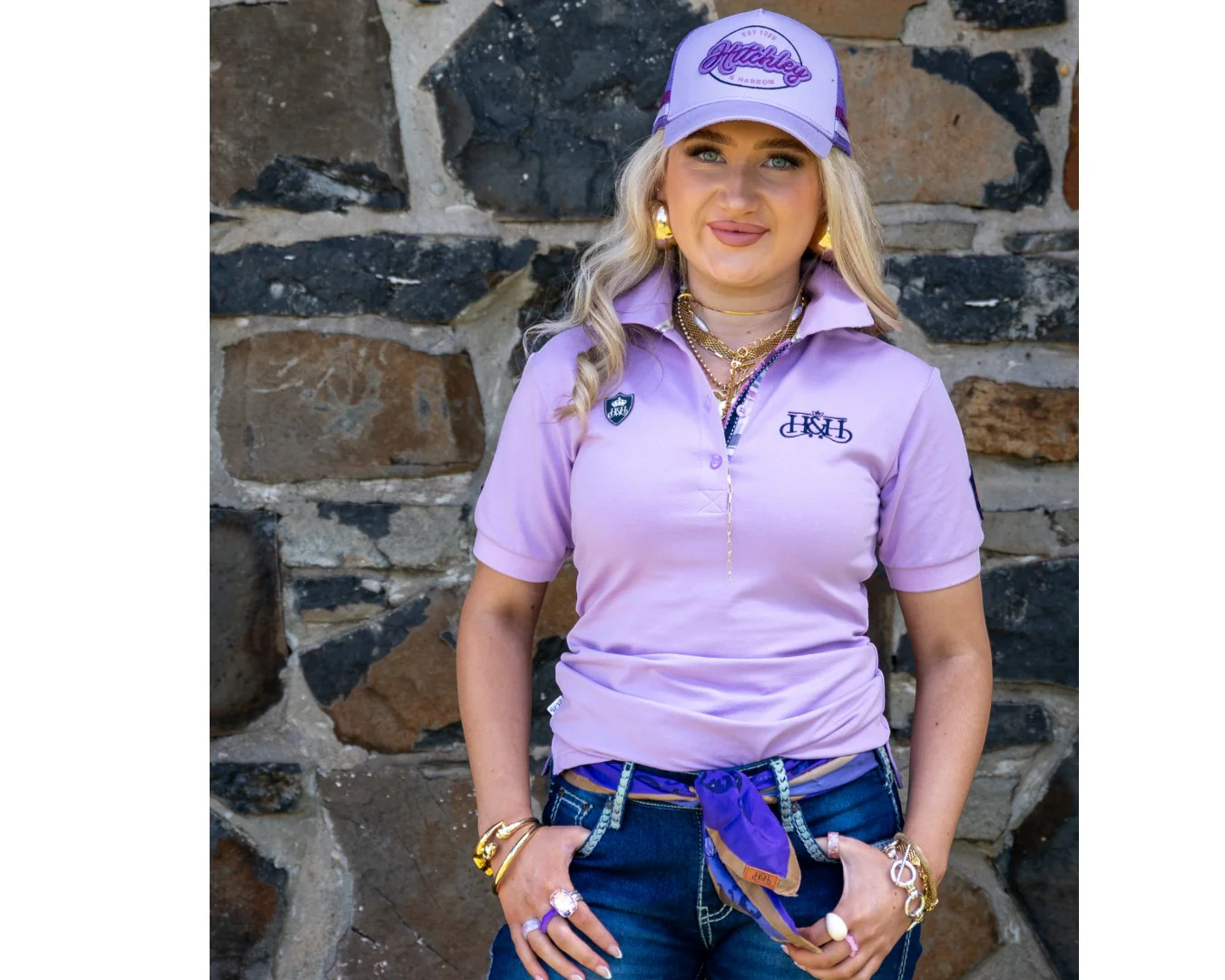 Hitchley & Harrow Women's Fitted Polo- Lilac