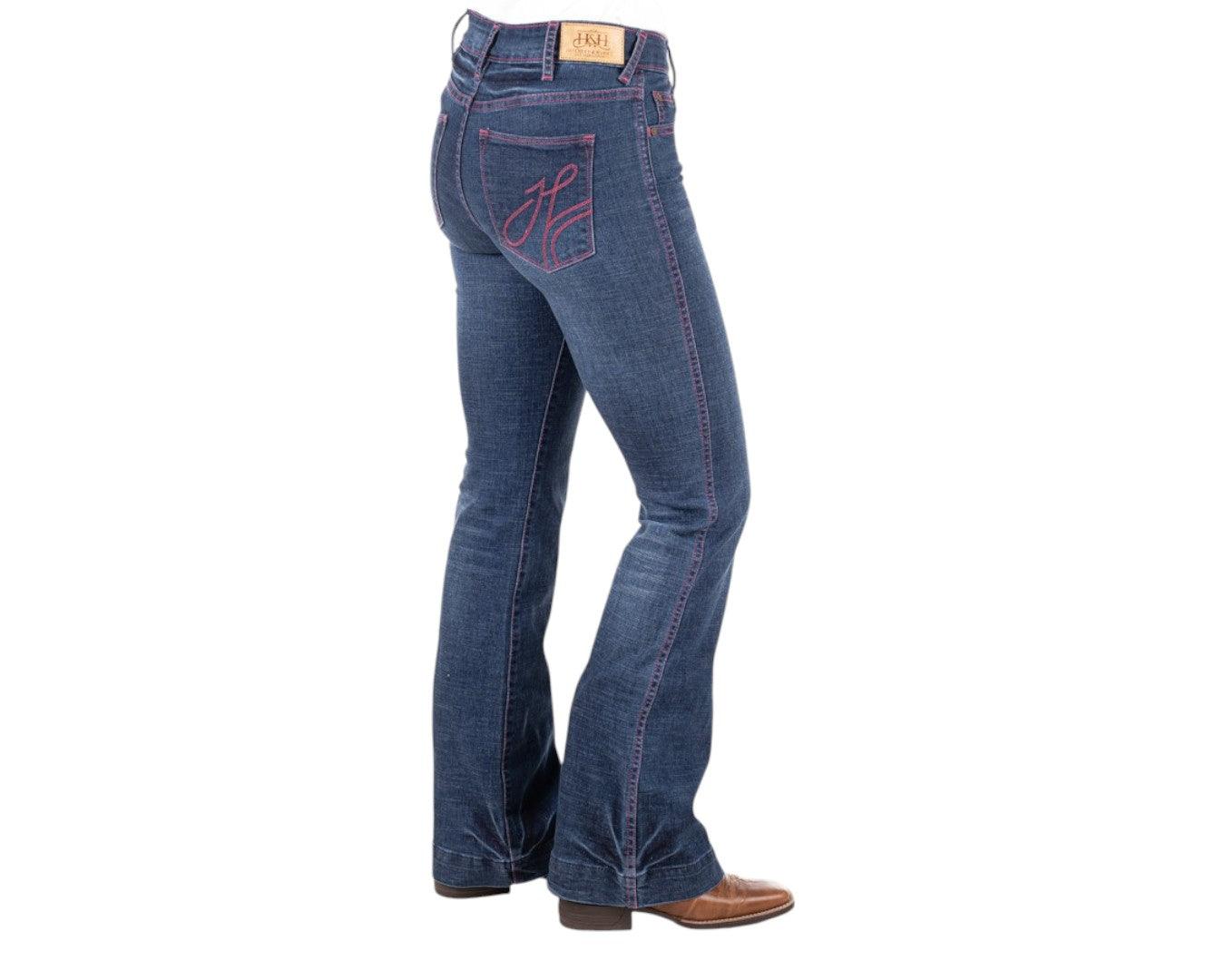 Hitchley & Harrow Trouser Dark Wash "Chicago" Jeans with Hot Pink Stitching - Image 2