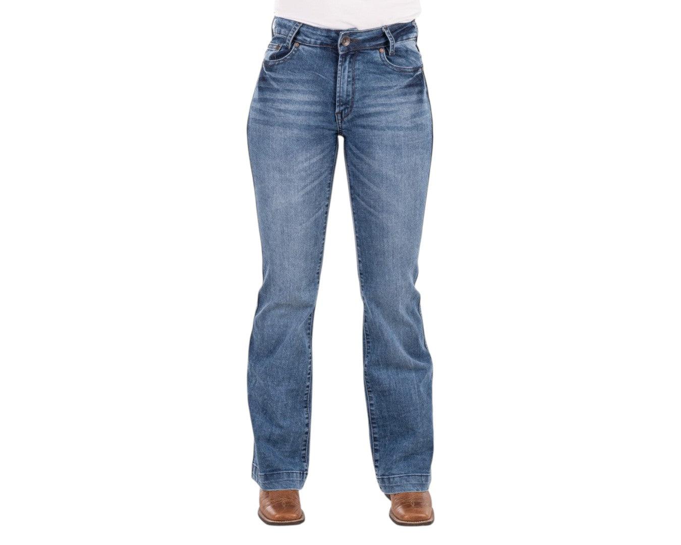 Hitchley & Harrow Trouser Mid Wash "Phoenix" Jeans with Tan Stitching - Image 2