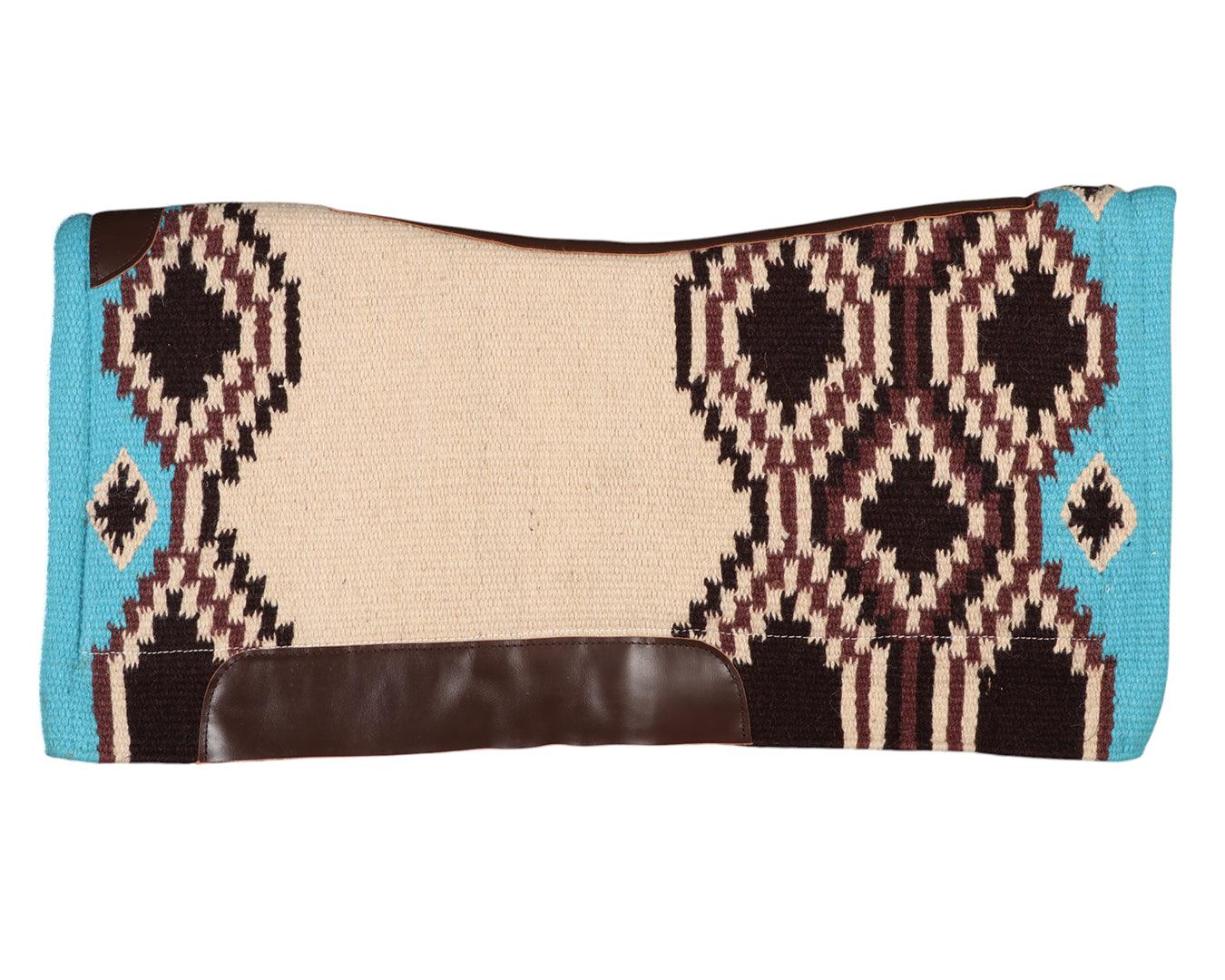 Navajo Felt Lined Saddle Pad - Chocolate & Turquoise - Image 2