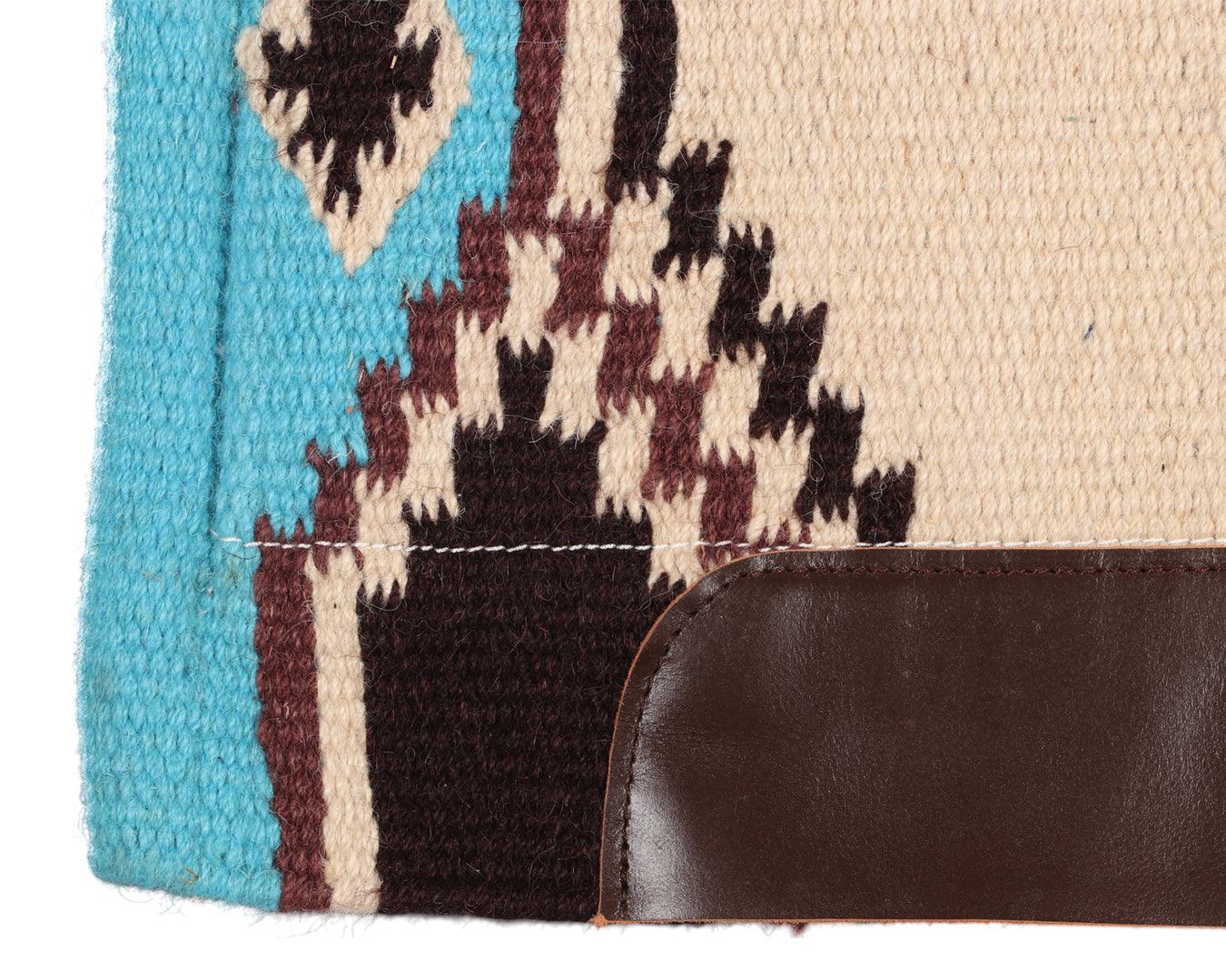Navajo Felt Lined Saddle Pad - Chocolate & Turquoise - Image 3