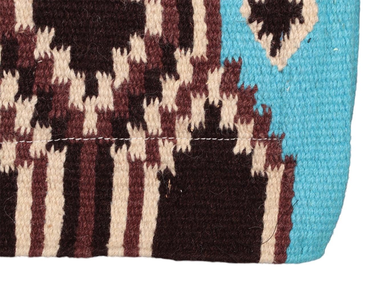 Navajo Felt Lined Saddle Pad - Chocolate & Turquoise - Image 4
