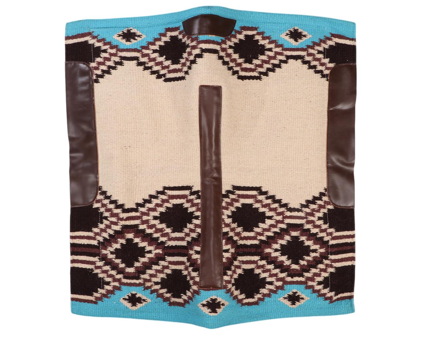 Navajo Felt Lined Saddle Pad - Chocolate & Turquoise - Image 5