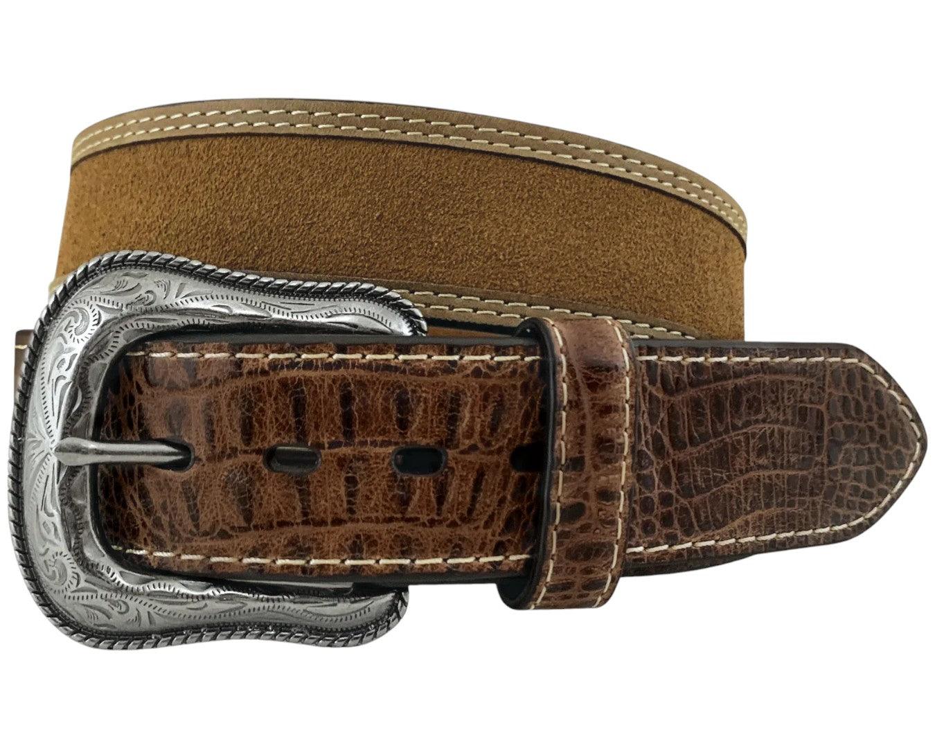 Roper Genuine Leather Tan Belt with Suede Inlay