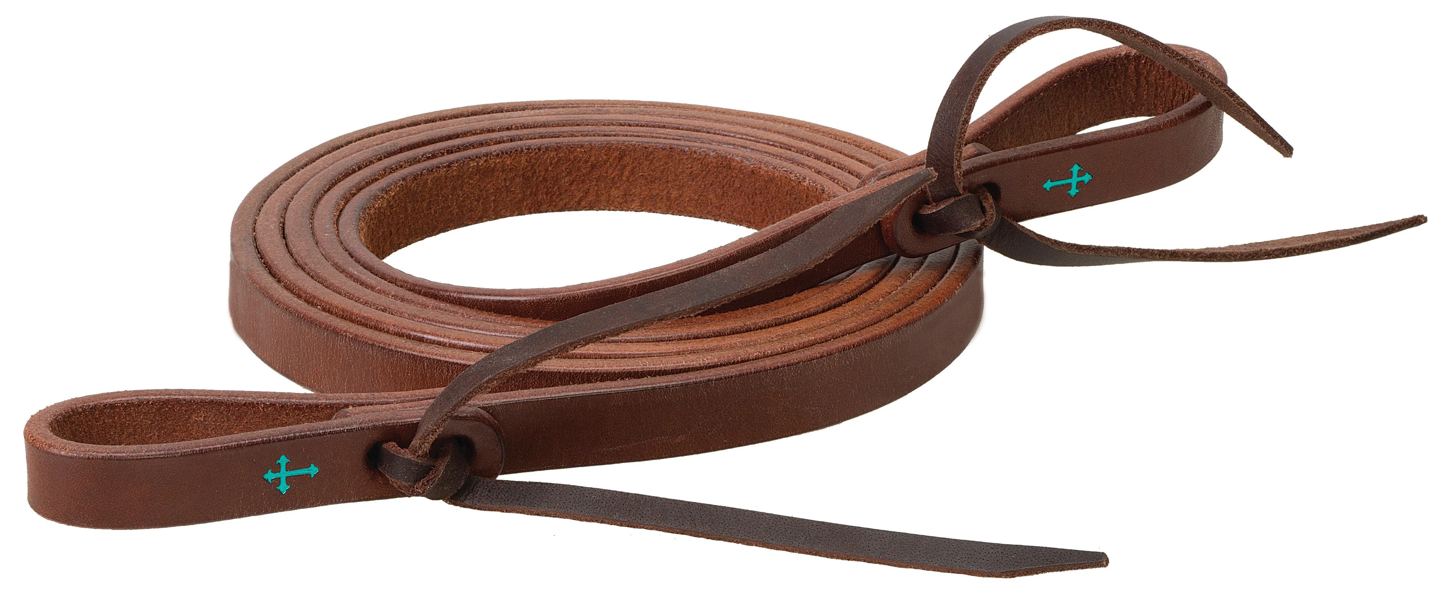 Weaver Turquoise Cross Skirting Leather Roper Reins - Image 2